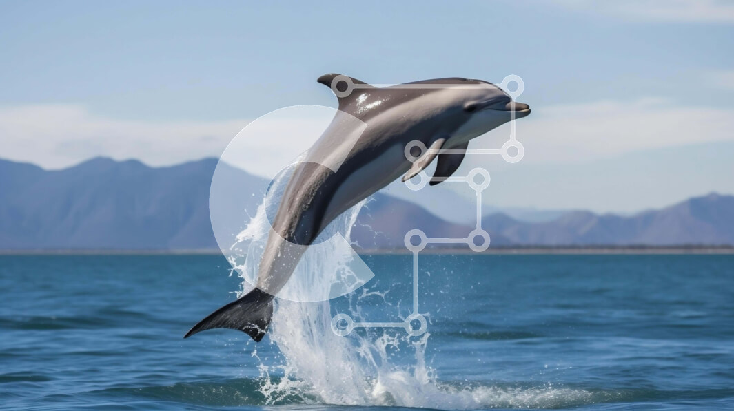 Intra Συλλεκτικό Ξύλινο Παζλ Plywood  4mm - Σιλουέτα δελφινιών που πηδά στον ωκεανό Σε Ξύλινο Κουτί - Διαστάσεις: 10x10 cm – 25 κομμάτια