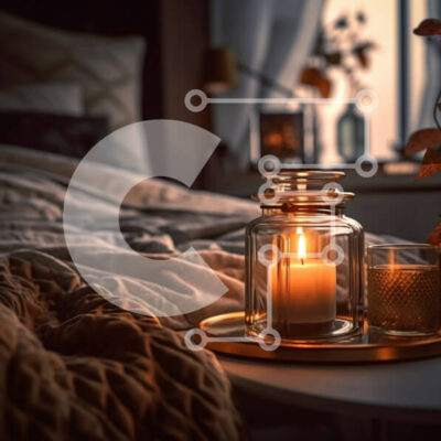 Intra Συλλεκτικό Ξύλινο Παζλ Plywood  4mm - Άνετο υπνοδωμάτιο με φωτισμένο κερί στο τραπέζι Σε Ξύλινο Κουτί - Διαστάσεις Puzzle: 10x10 cm – 25 κομμάτια - Image 1