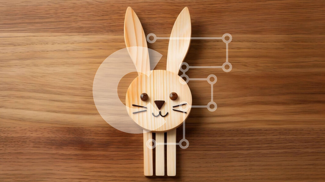 Intra Συλλεκτικό Ξύλινο Παζλ Plywood  4mm - Ξύλινο κουτάλι σε σχήμα κουνελιού στο τραπέζι Σε Ξύλινο Κουτί - Διαστάσεις: 10x10 cm – 25 κομμάτια