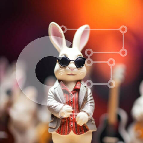 Intra Συλλεκτικό Ξύλινο Παζλ Plywood 4mm - Λευκό ειδώλιο λαγουδάκι με μουσικά όργανα Σε Ξύλινο Κουτί - Διαστάσεις: 10x10 cm – 25 κομμάτια - Image 1