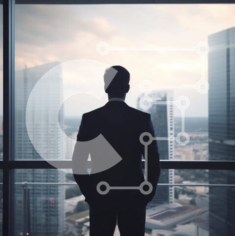 Intra Συλλεκτικό Ξύλινο Παζλ Plywood 4mm - Επιχειρηματίας που θαυμάζει το αστικό τοπίο από το παράθυρο του γραφείου Σε Ξύλινο Κουτί - Διαστάσεις Puzzle: 10x10 cm – 25 κομμάτια - Image 1