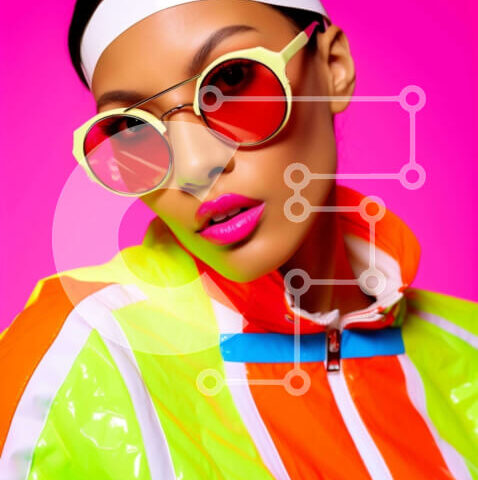 Intra Συλλεκτικό Ξύλινο Παζλ Plywood  4mm - Γυναίκα με μπουφάν και γυαλιά ηλίου σε έντονα χρώματα Σε Ξύλινο Κουτί - Διαστάσεις Puzzle: 10x10 cm – 25 κομμάτια - Image 1