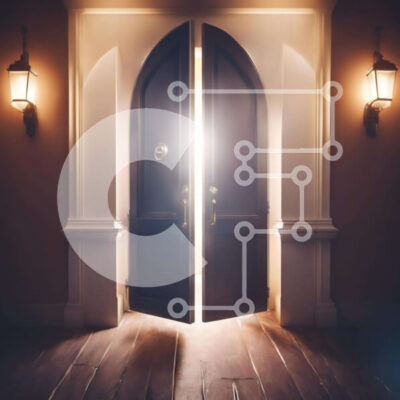 Intra Συλλεκτικό Ξύλινο Παζλ Plywood  4mm - Ανοιχτές πόρτες με λαμπτήρες μέσα σε ένα σκοτεινό δωμάτιο Σε Ξύλινο Κουτί - Διαστάσεις Puzzle: 10x10 cm – 25 κομμάτια - Image 1