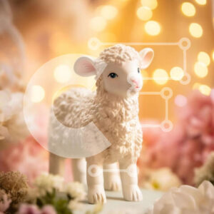 Intra Συλλεκτικό Ξύλινο Παζλ Plywood  4mm - Μικρό λευκό ειδώλιο προβάτου σε λουλουδάτο σκηνικό Σε Ξύλινο Κουτί - Διαστάσεις: 10x10 cm – 25 κομμάτια