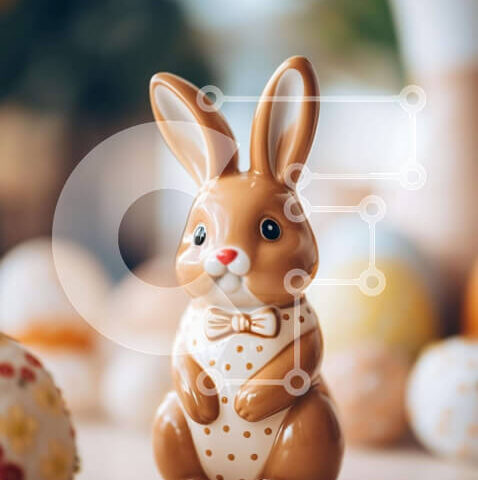 Intra Συλλεκτικό Ξύλινο Παζλ Plywood  4mm - Ειδώλιο λαγουδάκι του Πάσχα με πασχαλινά αυγά Σε Ξύλινο Κουτί - Διαστάσεις: 10x10 cm – 25 κομμάτια - Image 1