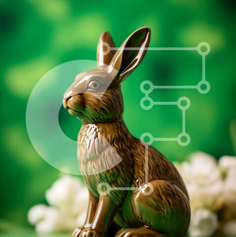 Intra Συλλεκτικό Ξύλινο Παζλ Plywood  4mm - Καφέ ειδώλιο λαγουδάκι με λευκά λουλούδια Σε Ξύλινο Κουτί - Διαστάσεις: 10x10 cm – 25 κομμάτια - Image 1