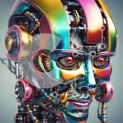 Intra Συλλεκτικό Ξύλινο Παζλ Plywood  4mm - Πολύχρωμο κεφάλι ρομπότ που αντιπροσωπεύει το μέλλον της ρομποτικής και της τεχνητής νοημοσύνης Σε Ξύλινο Κουτί - Διαστάσεις Puzzle: 10x10 cm – 25 κομμάτια - Image 1