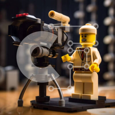 Intra Συλλεκτικό Ξύλινο Παζλ Plywood  4mm - Φιγούρα Lego με κάμερα και εξοπλισμό εγγραφής Σε Ξύλινο Κουτί - Διαστάσεις: 10x10 cm – 25 κομμάτια - Image 1