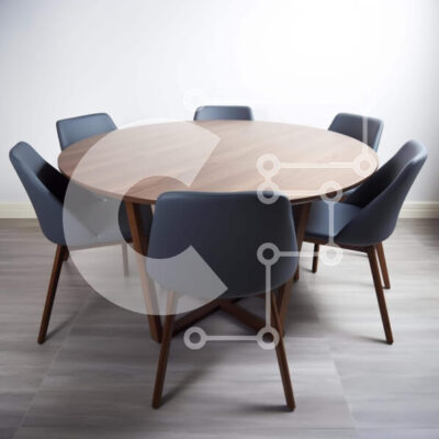 Intra Συλλεκτικό Ξύλινο Παζλ Plywood  4mm - Στρογγυλή Ξύλινη Τραπεζαρία με Έξι Μαύρες Καρέκλες Σε Ξύλινο Κουτί - Διαστάσεις Puzzle: 10x10 cm – 25 κομμάτια - Image 1