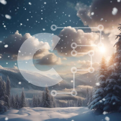 Intra Συλλεκτικό Ξύλινο Παζλ Plywood 4mm - Χιονισμένο τοπίο με δέντρα και χιόνι που πέφτει Σε Ξύλινο Κουτί - Διαστάσεις: 10x10 cm – 25 κομμάτια - Image 1