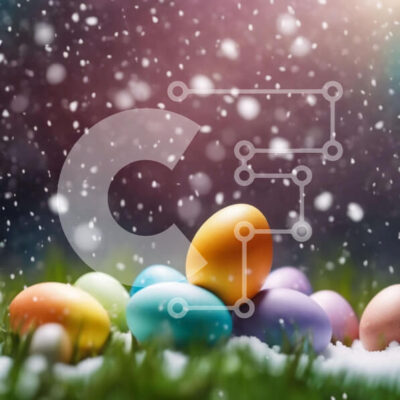 Intra Συλλεκτικό Ξύλινο Παζλ Plywood  4mm - Πολύχρωμα Πασχαλινά αυγά στο χιόνι Σε Ξύλινο Κουτί - Διαστάσεις: 10x10 cm – 25 κομμάτια - Image 1