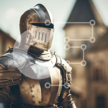 Intra Συλλεκτικό Ξύλινο Παζλ Plywood  4mm - Μεσαιωνικός Ιππότης μπροστά από το παλιό κτίριο Σε Ξύλινο Κουτί - Διαστάσεις Puzzle: 10x10 cm – 25 κομμάτια - Image 1