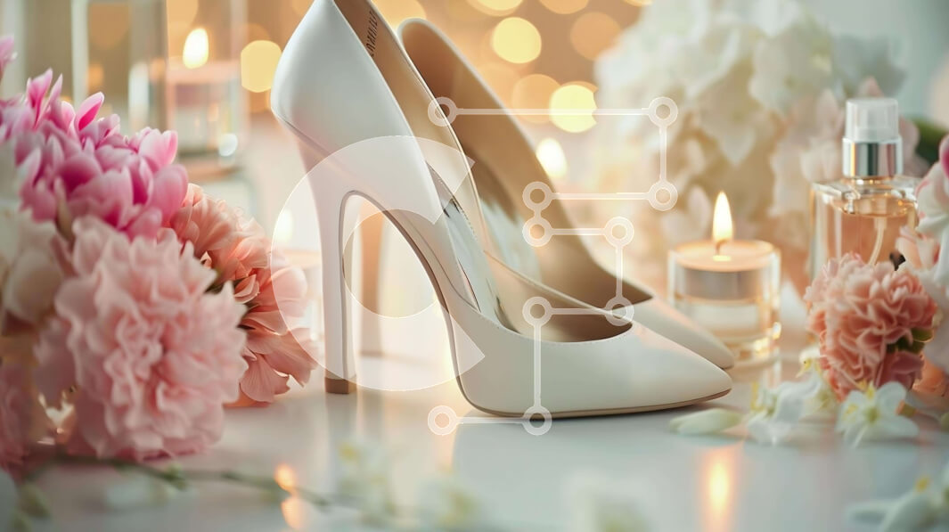 Intra Συλλεκτικό Ξύλινο Παζλ Plywood  4mm - Λευκό ψηλοτάκουνο παπούτσι, λουλούδια, κεριά και μπουκάλια αρωμάτων Σε Ξύλινο Κουτί - Διαστάσεις Puzzle: 10x10 cm – 25 κομμάτια