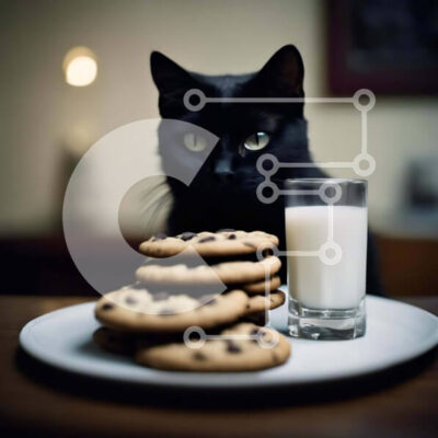 Intra Συλλεκτικό Ξύλινο Παζλ Plywood  4mm - Μαύρη γάτα με μπισκότα και γάλα Σε Ξύλινο Κουτί - Διαστάσεις: 10x10 cm – 25 κομμάτια - Image 1