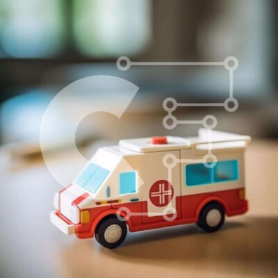 Intra Συλλεκτικό Ξύλινο Παζλ Plywood  4mm - Παιχνίδι όχημα ασθενοφόρου για εκπαιδευτικούς σκοπούς Σε Ξύλινο Κουτί - Διαστάσεις Puzzle: 10x10 cm – 25 κομμάτια - Image 1