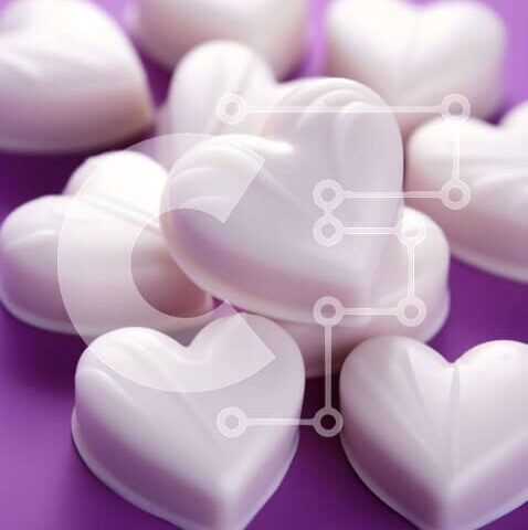 Intra Συλλεκτικό Ξύλινο Παζλ Plywood  4mm - Σαπούνια σε σχήμα καρδιάς σε μωβ φόντο Σε Ξύλινο Κουτί - Διαστάσεις Puzzle: 10x10 cm – 25 κομμάτια - Image 1