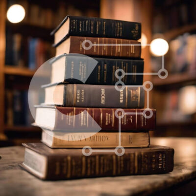 Intra Συλλεκτικό Ξύλινο Παζλ Plywood  4mm - Στοίβα από βιβλία με λάμπες στο φόντο Σε Ξύλινο Κουτί - Διαστάσεις Puzzle: 10x10 cm – 25 κομμάτια - Image 1