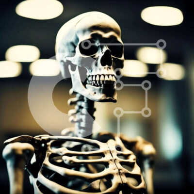 Intra Συλλεκτικό Ξύλινο Παζλ Plywood  4mm - Σκελετός που στέκεται μπροστά από τα φώτα Σε Ξύλινο Κουτί - Διαστάσεις Puzzle: 10x10 cm – 25 κομμάτια - Image 1