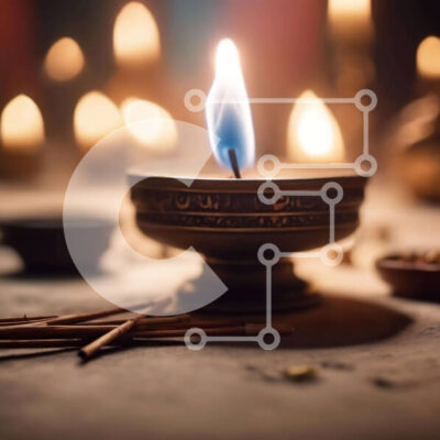 Intra Συλλεκτικό Ξύλινο Παζλ Plywood  4mm - Αναμμένο κερί θυμιάματος για διαλογισμό και πνευματικότητα Σε Ξύλινο Κουτί - Διαστάσεις Puzzle: 10x10 cm – 25 κομμάτια - Image 1