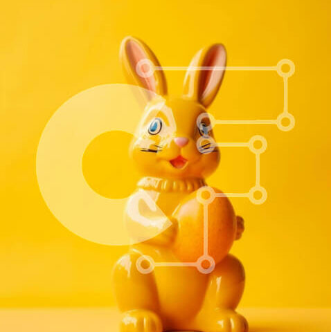 Intra Συλλεκτικό Ξύλινο Παζλ Plywood  4mm - Ειδώλιο Πασχαλινό λαγουδάκι με πορτοκάλι και πασχαλινή διακόσμηση Σε Ξύλινο Κουτί - Διαστάσεις Puzzle: 10x10 cm – 25 κομμάτια - Image 1