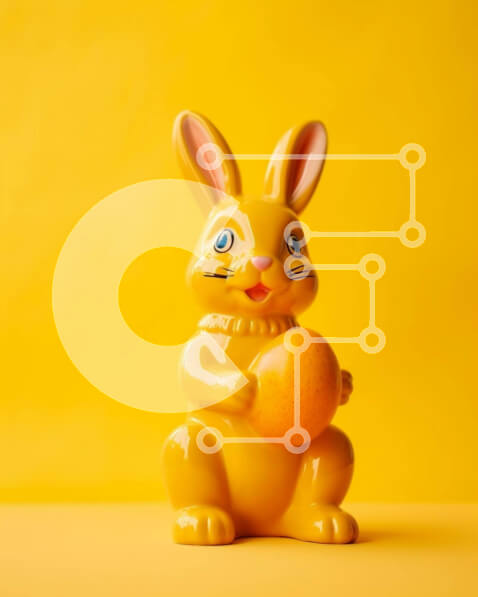 Intra Συλλεκτικό Ξύλινο Παζλ Plywood  4mm - Ειδώλιο Πασχαλινό λαγουδάκι με πορτοκάλι και πασχαλινή διακόσμηση Σε Ξύλινο Κουτί - Διαστάσεις Puzzle: 10x10 cm – 25 κομμάτια