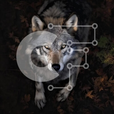 Intra Συλλεκτικό Ξύλινο Παζλ Plywood  4mm - Γκρίζος λύκος στο σκοτάδι Σε Ξύλινο Κουτί - Διαστάσεις: 10x10 cm – 25 κομμάτια - Image 1