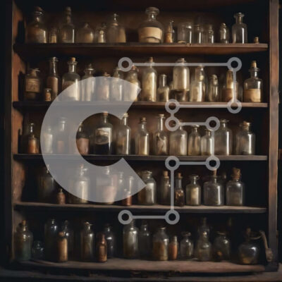 Intra Συλλεκτικό Ξύλινο Παζλ Plywood  4mm - Vintage γυάλινα μπουκάλια σε ξύλινο ράφι Σε Ξύλινο Κουτί - Διαστάσεις: 10x10 cm – 25 κομμάτια - Image 1