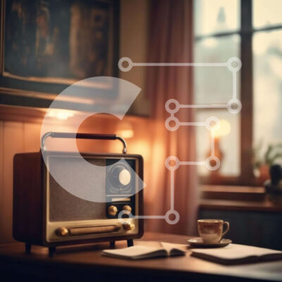 Intra Συλλεκτικό Ξύλινο Παζλ Plywood  4mm - Vintage ραδιόφωνο και φλιτζάνια καφέ σε ξύλινο τραπέζι Σε Ξύλινο Κουτί - Διαστάσεις Puzzle: 10x10 cm – 25 κομμάτια - Image 1