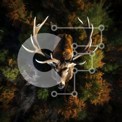 Intra Συλλεκτικό Ξύλινο Παζλ Plywood  4mm - Εναέρια άποψη των ελαφιών στο δάσος Σε Ξύλινο Κουτί - Διαστάσεις: 10x10 cm – 25 κομμάτια - Image 1