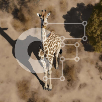 Intra Συλλεκτικό Ξύλινο Παζλ Plywood  4mm - Εναέρια άποψη της καμηλοπάρδαλης στην έρημο Σε Ξύλινο Κουτί - Διαστάσεις: 10x10 cm – 25 κομμάτια - Image 1