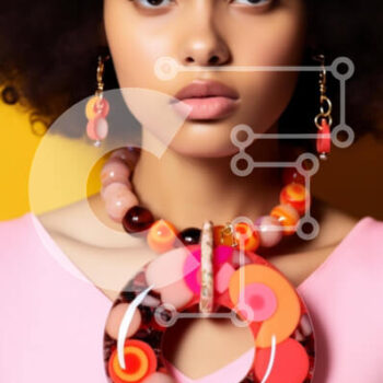 Intra Συλλεκτικό Ξύλινο Παζλ Plywood  4mm - Νεαρή γυναίκα με πορτοκαλί και ροζ αξεσουάρ κοσμημάτων Σε Ξύλινο Κουτί - Διαστάσεις Puzzle: 10x10 cm – 25 κομμάτια - Image 1