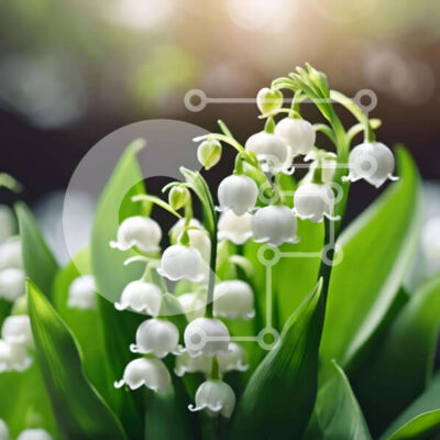 Intra Συλλεκτικό Ξύλινο Παζλ Plywood  4mm - Ανθισμένα λουλούδια κρίνου της κοιλάδας σε πράσινο φόντο Σε Ξύλινο Κουτί - Διαστάσεις: 10x10 cm – 25 κομμάτια - Image 1