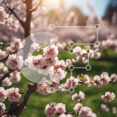 Intra Συλλεκτικό Ξύλινο Παζλ Plywood 4mm - Cherry Blossom Tree σε πλήρη άνθιση με ηλιοφάνεια Σε Ξύλινο Κουτί - Διαστάσεις: 10x10 cm – 25 κομμάτια - Image 1