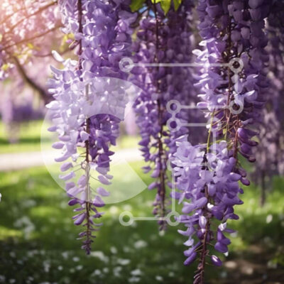 Intra Συλλεκτικό Ξύλινο Παζλ Plywood  4mm - Ζωντανά λουλούδια Wisteria σε πλήρη άνθιση Σε Ξύλινο Κουτί - Διαστάσεις: 10x10 cm – 25 κομμάτια - Image 1