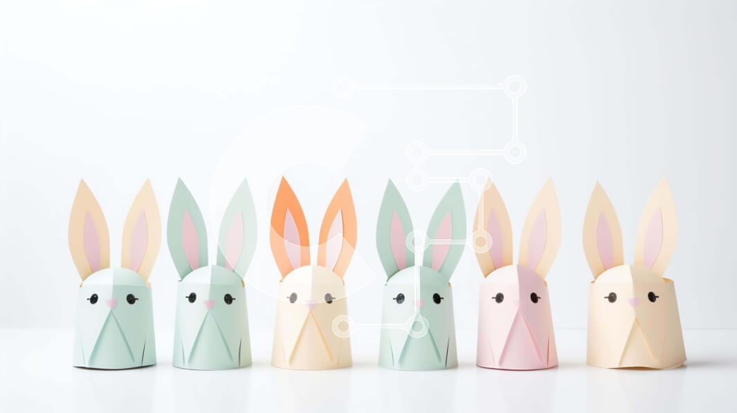 Intra Συλλεκτικό Ξύλινο Παζλ Plywood  4mm - Πολύχρωμα χάρτινα λαγουδάκια για πασχαλινές διακοσμήσεις Σε Ξύλινο Κουτί - Διαστάσεις Puzzle: 10x10 cm – 25 κομμάτια