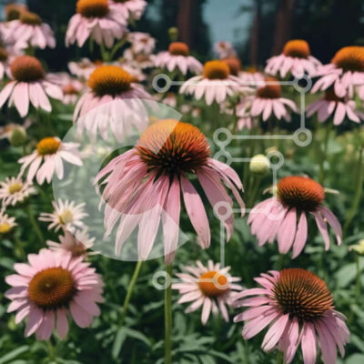 Intra Συλλεκτικό Ξύλινο Παζλ Plywood  4mm - Πεδίο με ροζ και πορτοκαλί κωνοφόρα με διάφορα άλλα λουλούδια Σε Ξύλινο Κουτί - Διαστάσεις: 10x10 cm – 25 κομμάτια - Image 1