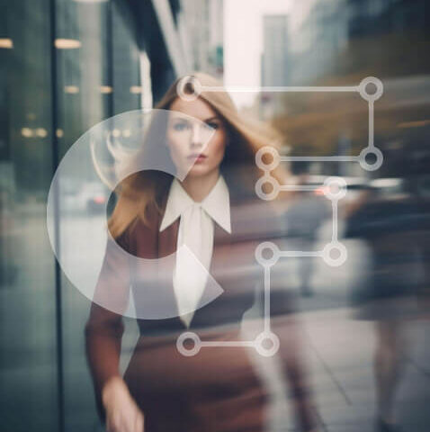 Intra Συλλεκτικό Ξύλινο Παζλ Plywood 4mm - Γυναίκα με μακριά καστανά μαλλιά που τρέχει σε αστικό περιβάλλον Σε Ξύλινο Κουτί - Διαστάσεις Puzzle: 10x10 cm – 25 κομμάτια - Image 1