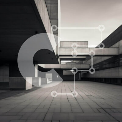 Intra Συλλεκτικό Ξύλινο Παζλ Plywood 4mm - Κενή αυλή ανάμεσα σε δύο κτίρια από σκυρόδεμα σε μαύρο και άσπρο Σε Ξύλινο Κουτί - Διαστάσεις Puzzle: 10x10 cm – 25 κομμάτια - Image 1