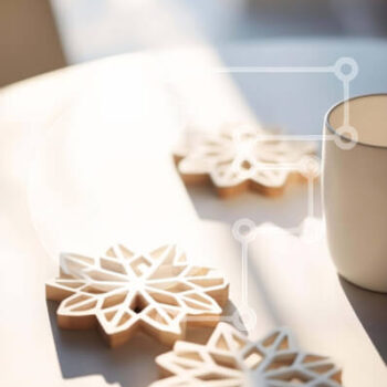 Intra Συλλεκτικό Ξύλινο Παζλ Plywood  4mm - Λευκό τραπέζι με σουβέρ και φλιτζάνια Σε Ξύλινο Κουτί - Διαστάσεις Puzzle: 10x10 cm – 25 κομμάτια - Image 1