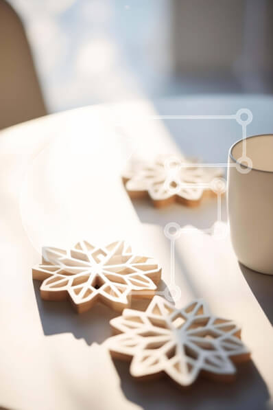 Intra Συλλεκτικό Ξύλινο Παζλ Plywood  4mm - Λευκό τραπέζι με σουβέρ και φλιτζάνια Σε Ξύλινο Κουτί - Διαστάσεις Puzzle: 10x10 cm – 25 κομμάτια