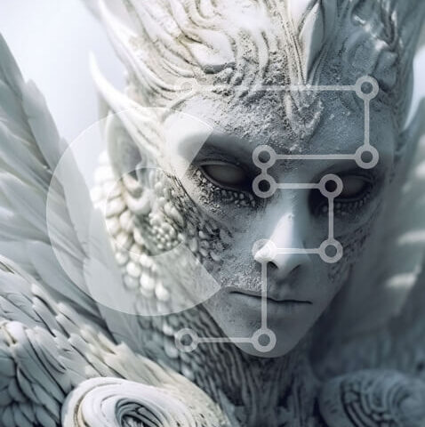 Intra Συλλεκτικό Ξύλινο Παζλ Plywood  4mm - Όμορφη εικόνα μιας ασπρομάλλης γυναίκας με φτερωτά φτερά Σε Ξύλινο Κουτί - Διαστάσεις Puzzle: 10x10 cm – 25 κομμάτια - Image 1