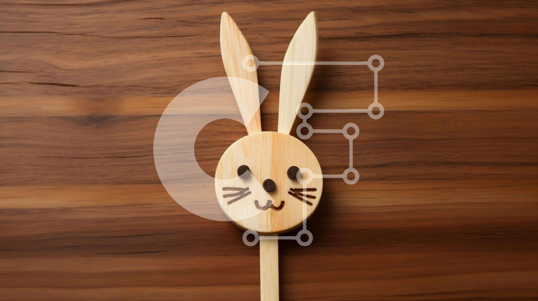 Intra Συλλεκτικό Ξύλινο Παζλ Plywood  4mm - Ξύλινο κουτάλι σε σχήμα κουνελιού στο τραπέζι Σε Ξύλινο Κουτί - Διαστάσεις: 10x10 cm – 25 κομμάτια