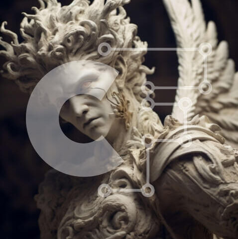 Intra Συλλεκτικό Ξύλινο Παζλ Plywood  4mm - Περίπλοκα λεπτομερές άγαλμα αγγέλου με γαλήνια έκφραση Σε Ξύλινο Κουτί - Διαστάσεις Puzzle: 10x10 cm – 25 κομμάτια - Image 1