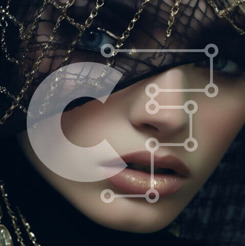 Intra Συλλεκτικό Ξύλινο Παζλ Plywood  4mm - Εκπληκτική γυναίκα με μαύρο και χρυσό φόρεμα με πέπλο και τσόκερ Σε Ξύλινο Κουτί - Διαστάσεις Puzzle: 10x10 cm – 25 κομμάτια - Image 1