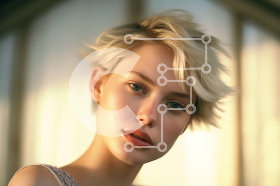 Intra Συλλεκτικό Ξύλινο Παζλ Plywood  4mm - Όμορφη εικόνα μιας ξανθιάς γυναίκας με λευκό φόρεμα που στέκεται μπροστά από ένα ηλιόλουστο παράθυρο Σε Ξύλινο Κουτί - Διαστάσεις Puzzle: 10x10 cm – 25 κομμάτια