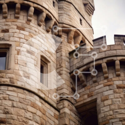 Intra Συλλεκτικό Ξύλινο Παζλ Plywood  4mm - Όμορφη εικόνα της κορυφής ενός πέτρινου κάστρου με μικρά παράθυρα και καμάρες Σε Ξύλινο Κουτί - Διαστάσεις Puzzle: 10x10 cm – 25 κομμάτια - Image 1