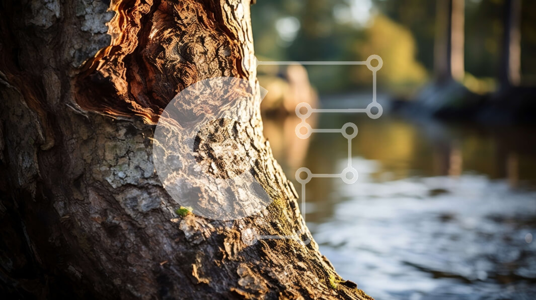 Intra Συλλεκτικό Ξύλινο Παζλ Plywood  4mm - Κοντινό πλάνο ενός ξεπερασμένου κορμού δέντρου με ξεφλουδισμένο φλοιό Σε Ξύλινο Κουτί - Διαστάσεις: 10x10 cm – 25 κομμάτια