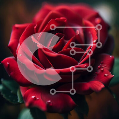 Intra Συλλεκτικό Ξύλινο Παζλ Plywood  4mm - Όμορφη κοντινή φωτογραφία ενός κόκκινου τριαντάφυλλου με σταγονίδια νερού Σε Ξύλινο Κουτί - Διαστάσεις: 10x10 cm – 25 κομμάτια - Image 1