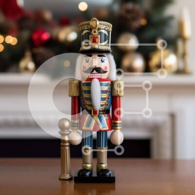 Intra Συλλεκτικό Ξύλινο Παζλ Plywood 4mm - Ξύλινο ειδώλιο Καρυοθραύστη σε διακοσμημένο τζάκι Σε Ξύλινο Κουτί - Διαστάσεις: 10x10 cm – 25 κομμάτια - Image 1