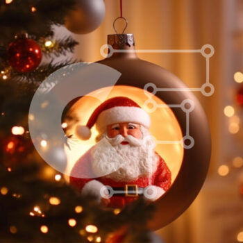 Intra Συλλεκτικό Ξύλινο Παζλ Plywood  4mm - Άγιος Βασίλης στο στολίδι στο χριστουγεννιάτικο δέντρο Σε Ξύλινο Κουτί - Διαστάσεις: 10x10 cm – 25 κομμάτια - Image 1